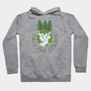 Planet Earth with smiling face and trees Hoodie